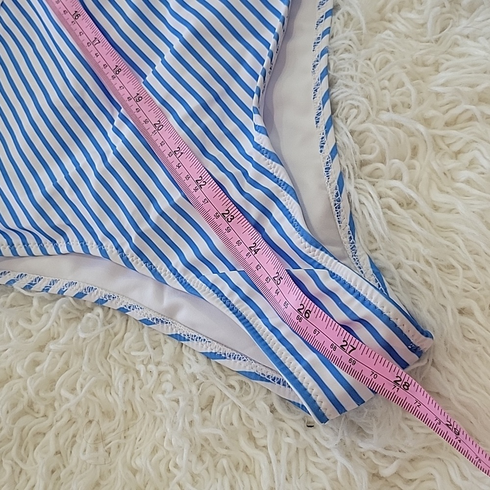 Neck Ruffle Swimsuits for Women Cute Striped Bathing Suits Wrap High Cut One Pie - Picture 9 of 9